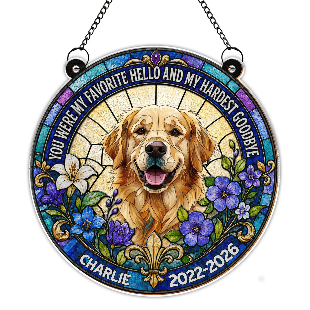 Personalized Memorial Suncatcher for Dog Lovers | Custom Flowers Suncatcher GradoCreations
