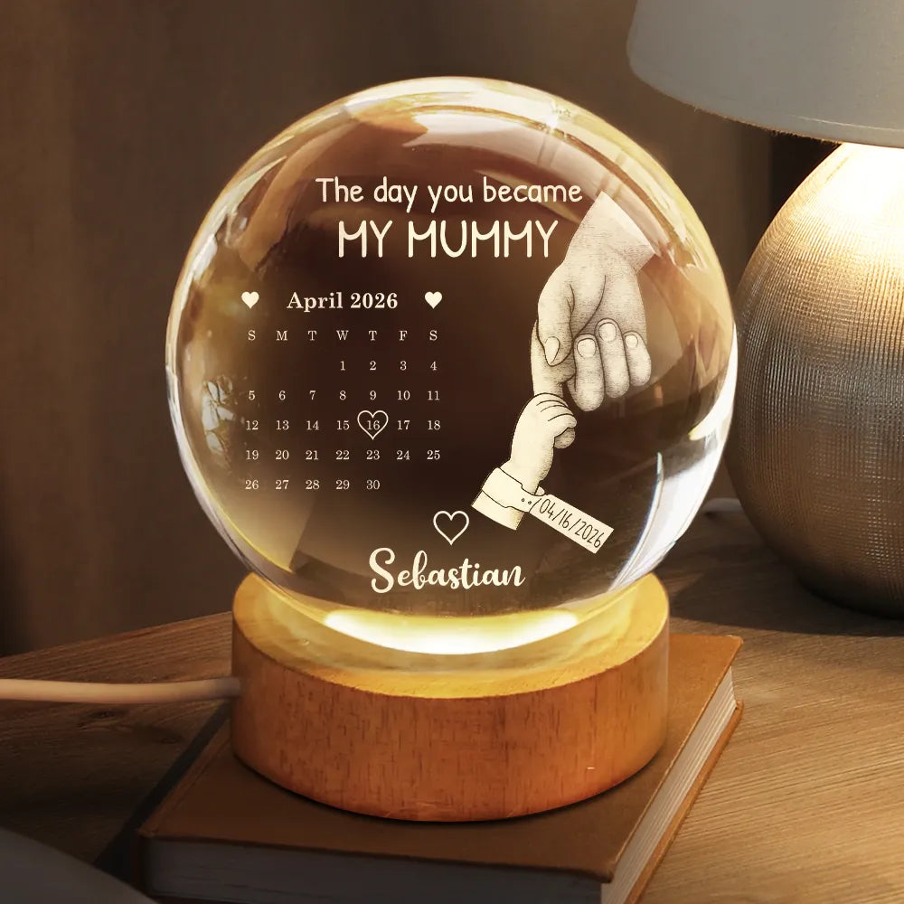 Personalized Crystal Globe Lamp with Calendar Custom Gift for Dad