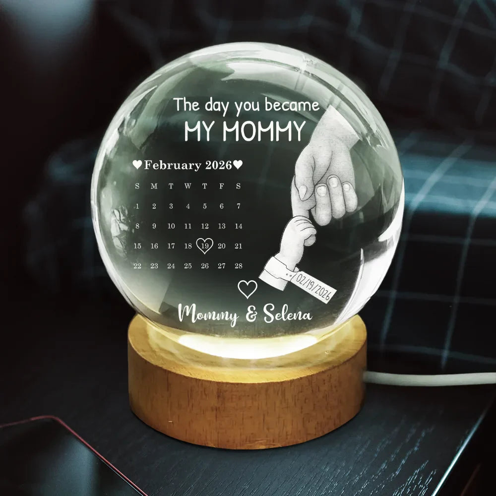 Personalized Crystal Globe Lamp with Calendar Custom Gift for Dad