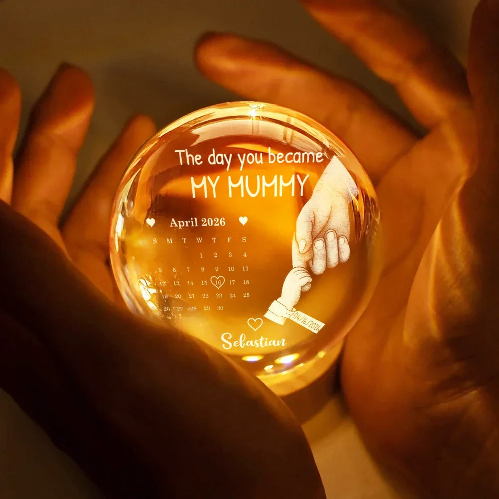 Personalized Crystal Globe Lamp with Calendar Custom Gift for Dad