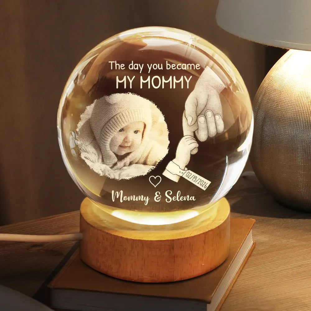 Personalized Crystal Globe Lamp Gift for Dad with Photo