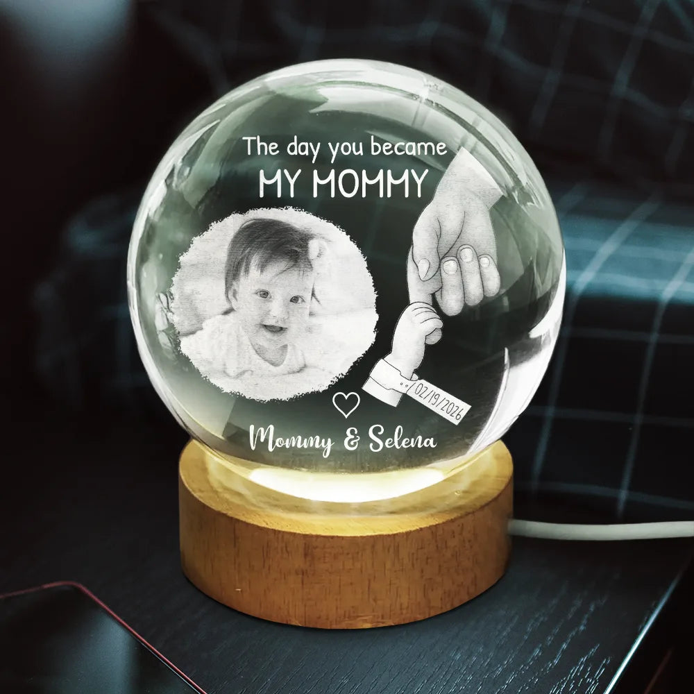 Personalized Crystal Globe Lamp Gift for Dad with Photo