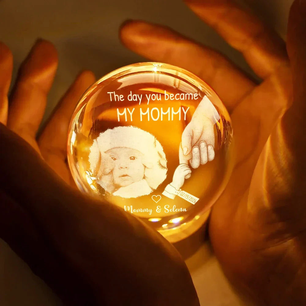 Personalized Crystal Globe Lamp Gift for Dad with Photo