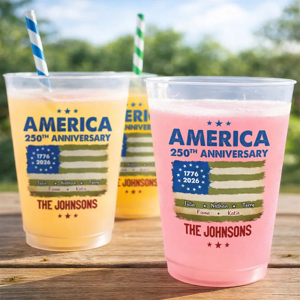 Personalized Frosted Cups for America's 250th Anniversary Family Names Gift