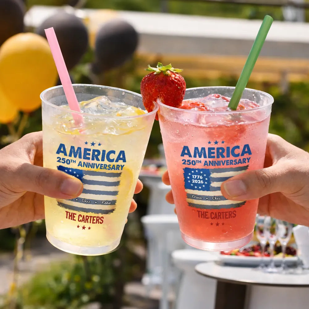 Personalized Frosted Cups for America's 250th Anniversary Family Names Gift