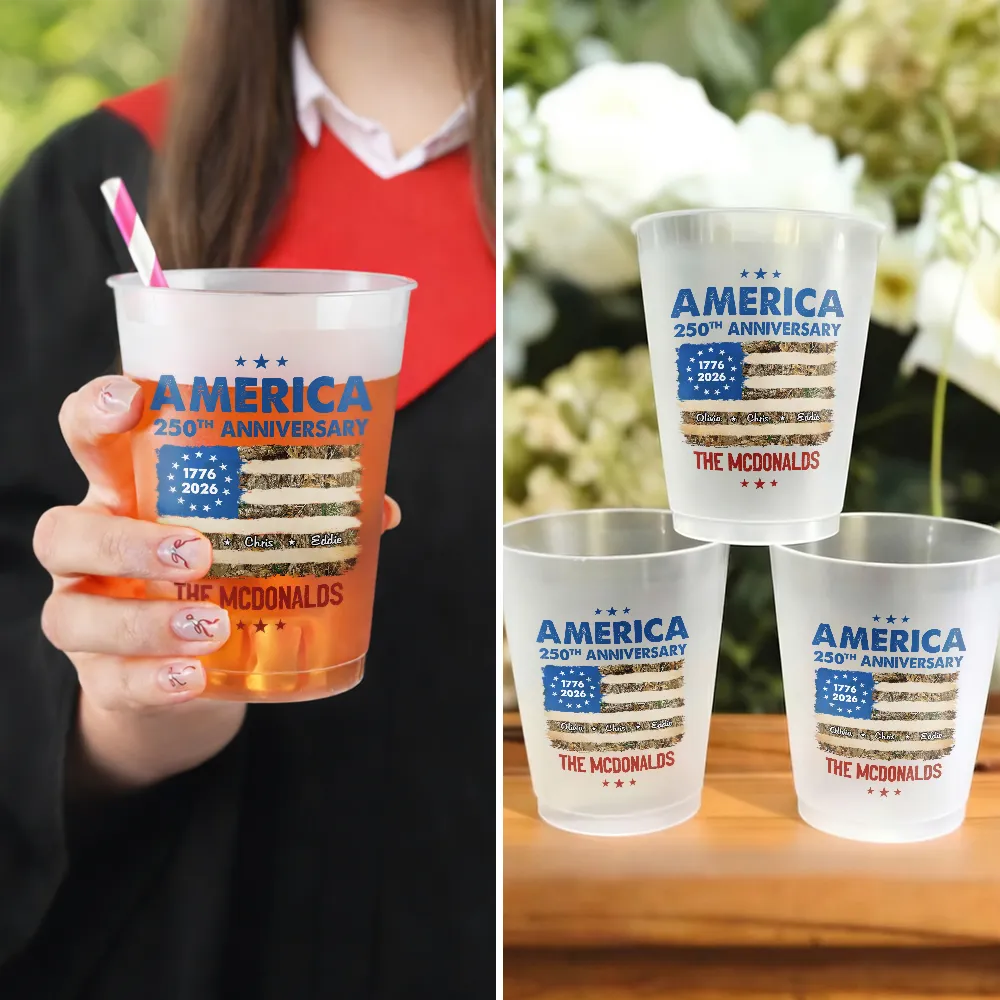 Personalized Frosted Cups for America's 250th Anniversary Family Names Gift