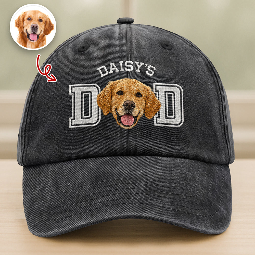 Personalized Embroidered Baseball Cap Custom Photo Gift for Dog Dad HN590 - Embroidered Baseball Cap GradoCreations