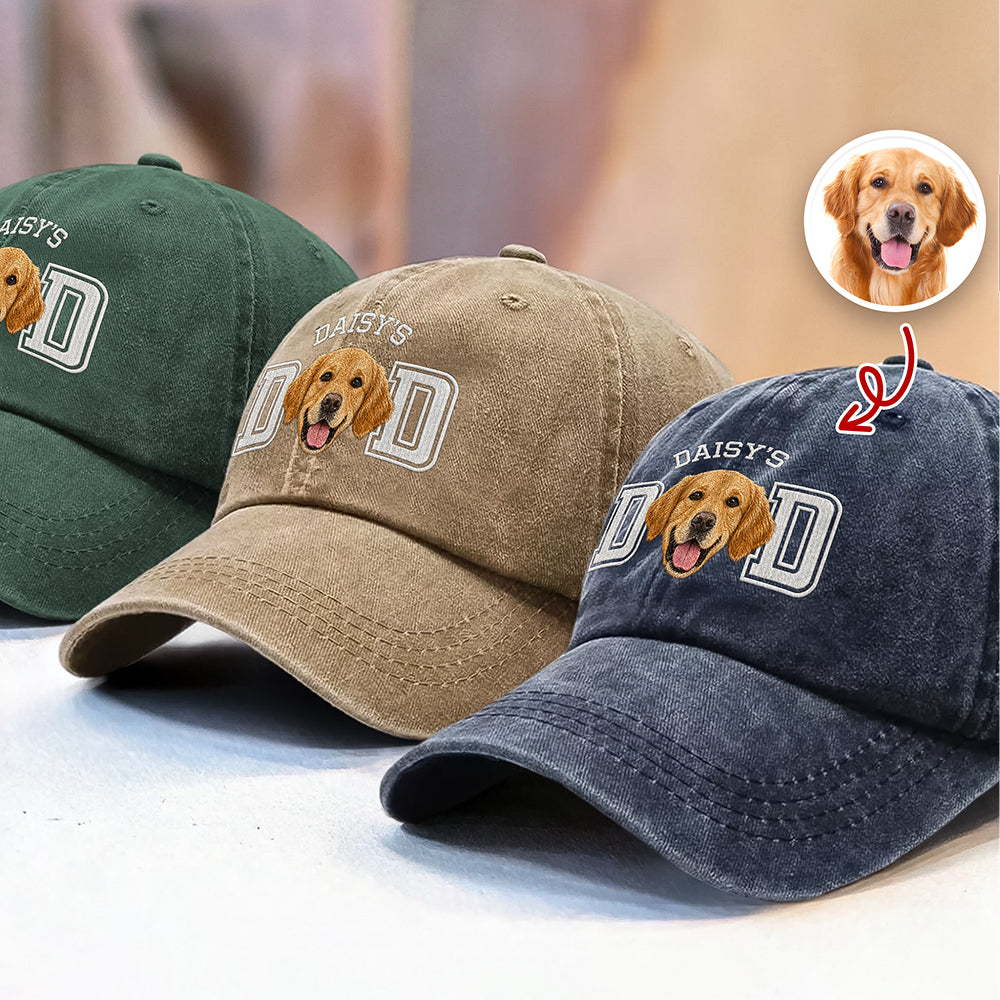 Personalized Embroidered Baseball Cap Custom Photo Gift for Dog Dad HN590 - Embroidered Baseball Cap GradoCreations