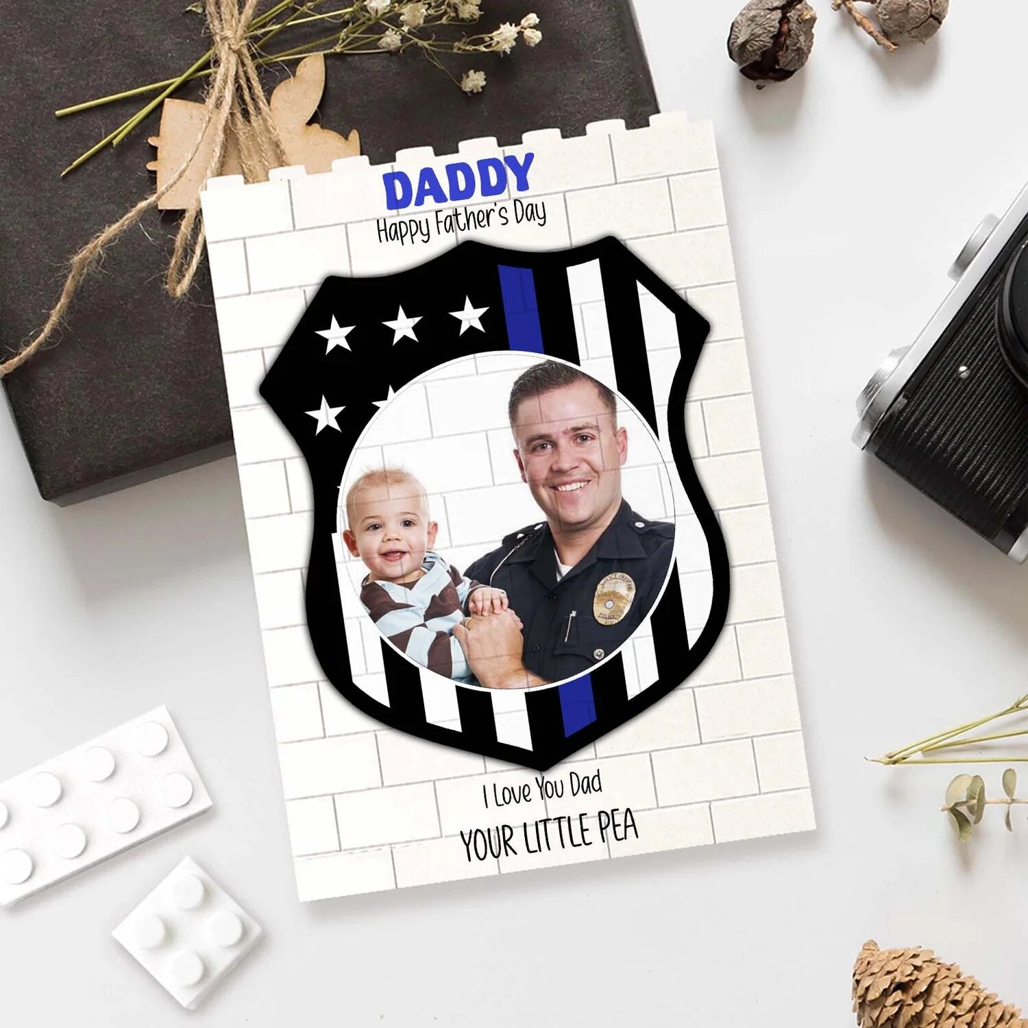 Personalized Photo Brick Block Gift for Dad - Custom Father's Day Keepsake HN590 - Building Blocks fix GradoCreations