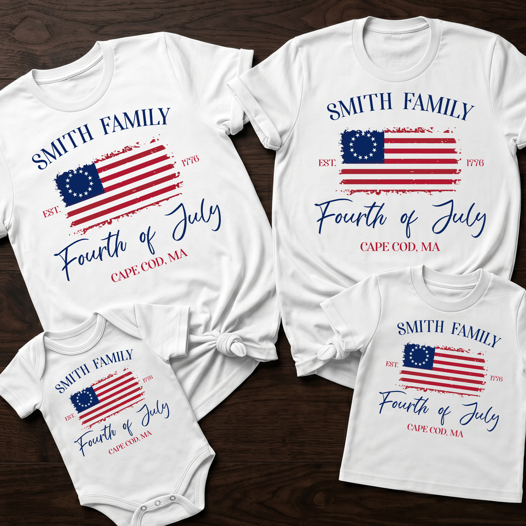 Personalized 4th of July Family Name Matching Shirt Gift HN590 - Tshirt GradoCreations