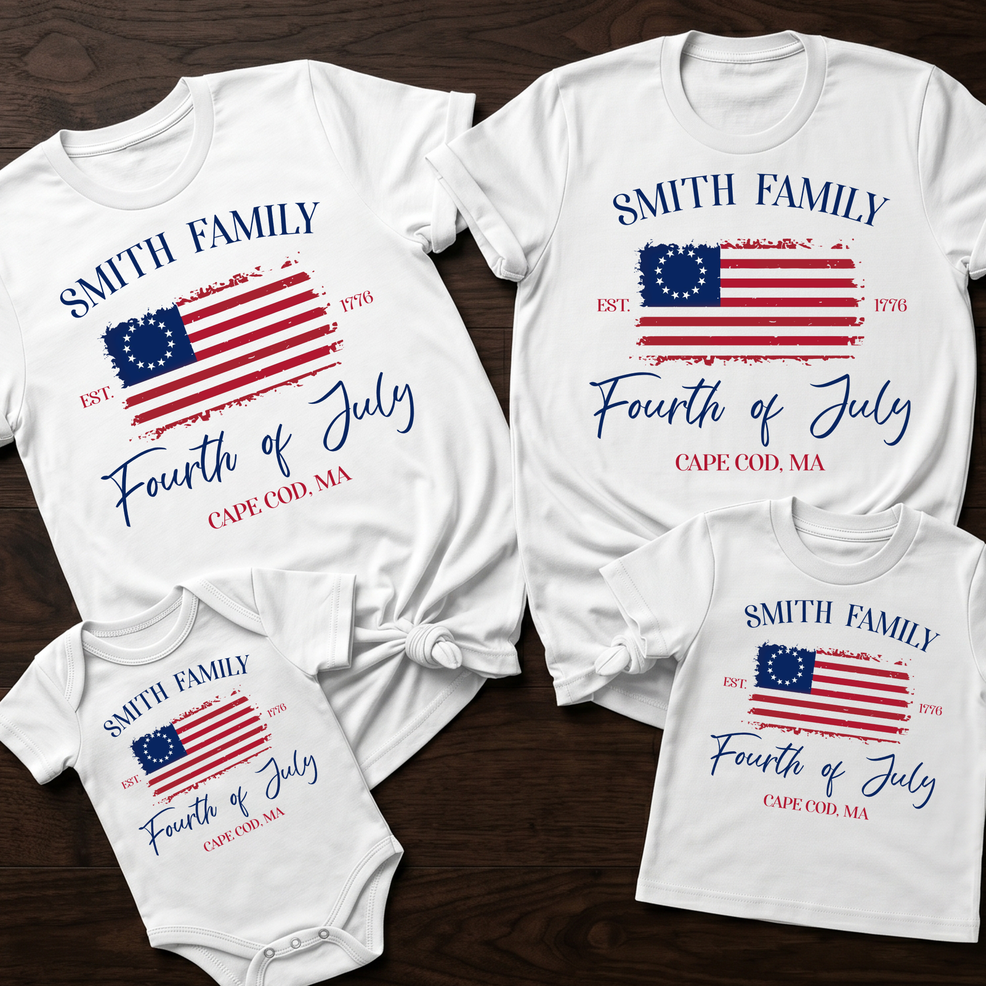 Personalized 4th of July Family Name Matching Shirt Gift HN590 - Tshirt GradoCreations