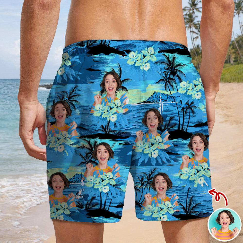 Personalized Tropical Photo Beach Shorts Custom Summer Gift HN590 - Beach-Shorts GradoCreations