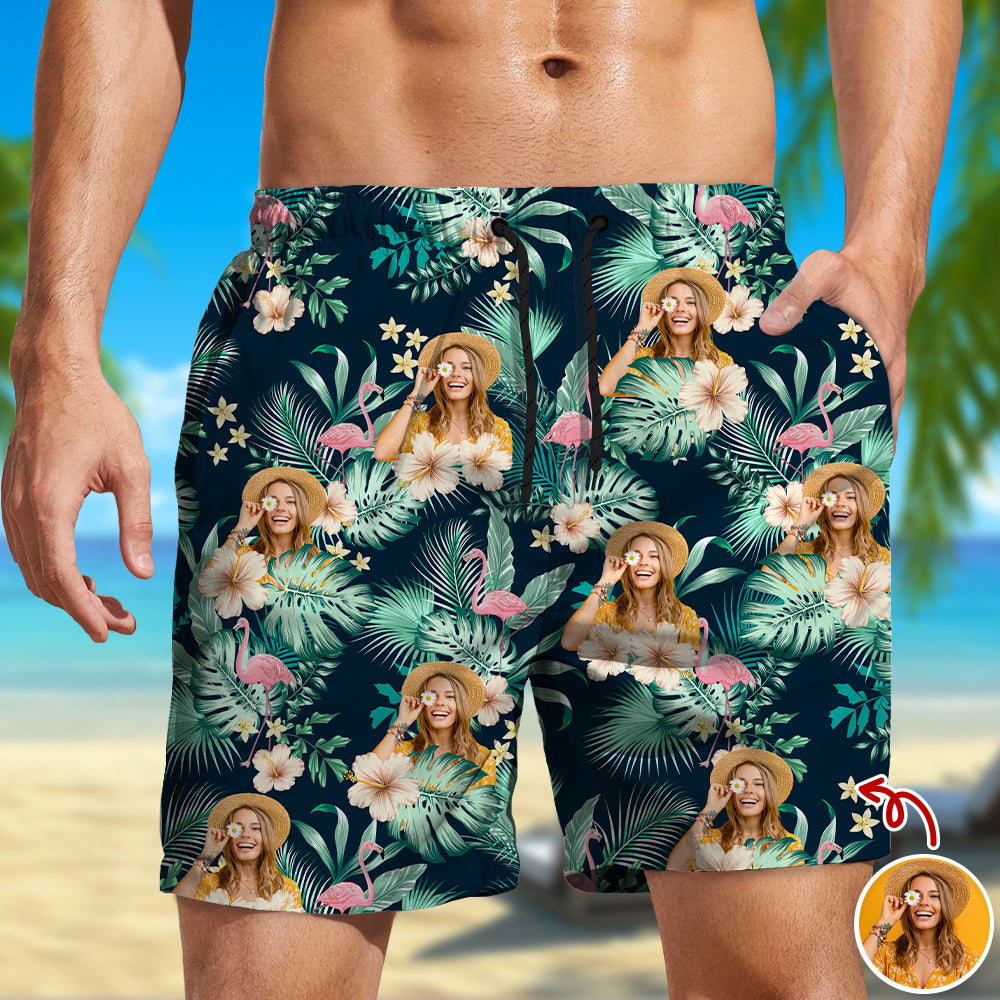 Personalized Photo Beach Shorts Custom Vacation Gift for Dad HN590 - Beach-Shorts GradoCreations