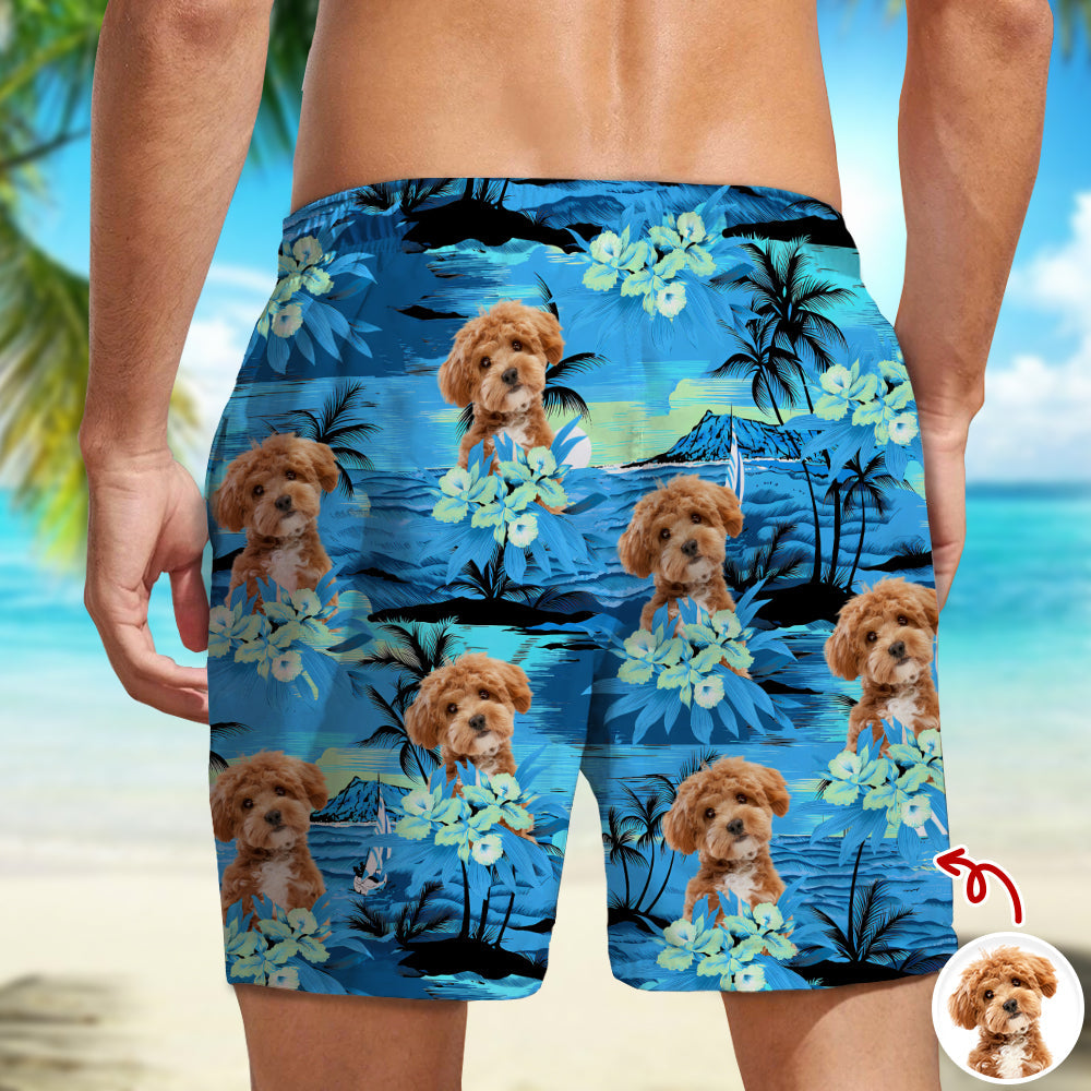 Personalized Dog Photo Tropical Beach Shorts Custom Gift for Dog Dad/Dog Mom HN590 - Beach-Shorts GradoCreations