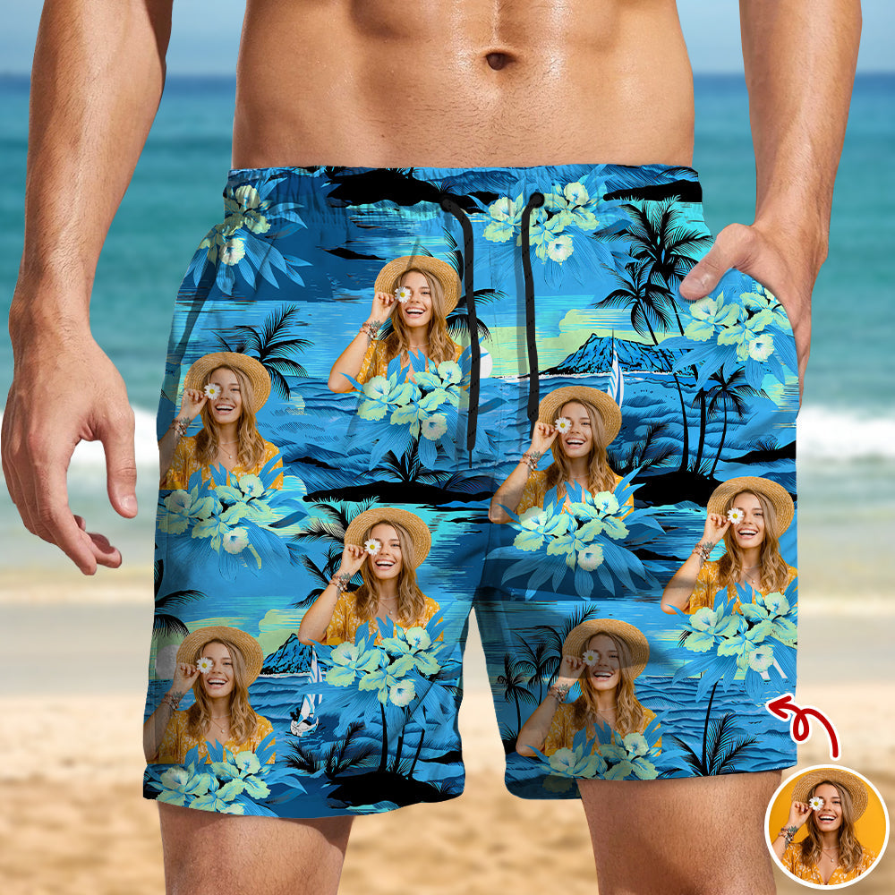 Personalized Tropical Photo Beach Shorts Custom Summer Gift HN590 - Beach-Shorts GradoCreations