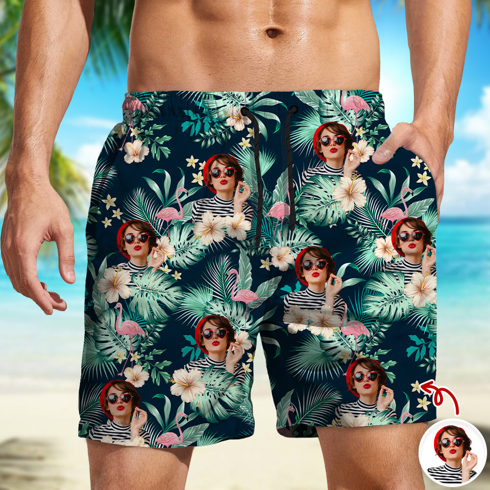 Personalized Photo Beach Shorts Custom Vacation Gift for Dad HN590 - Beach-Shorts GradoCreations