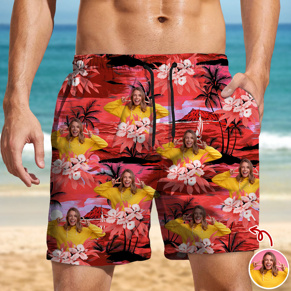 Personalized Tropical Photo Beach Shorts Custom Summer Gift HN590 - Beach-Shorts GradoCreations