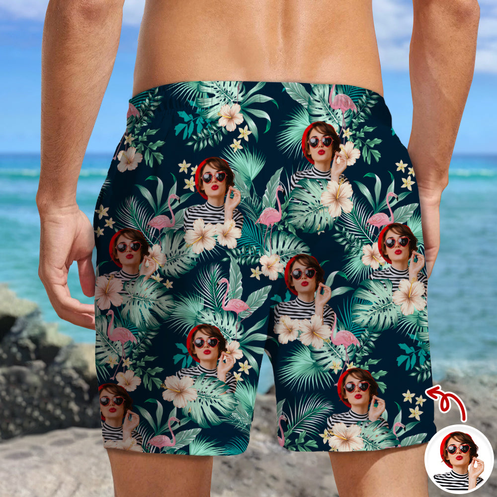 Personalized Tropical Beach Shorts Custom Photo Gift for Dad HN590 - Beach-Shorts GradoCreations