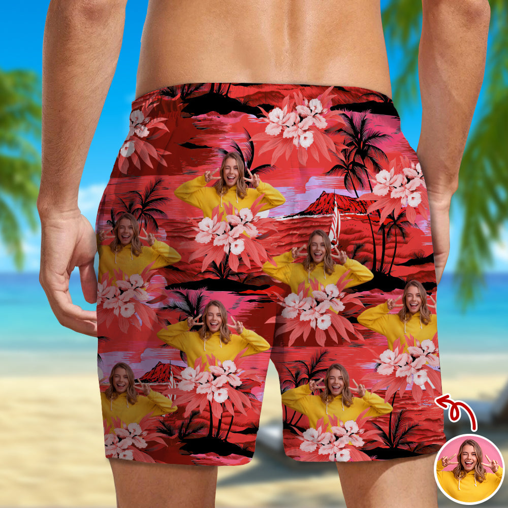 Personalized Tropical Photo Beach Shorts Custom Summer Gift HN590 - Beach-Shorts GradoCreations