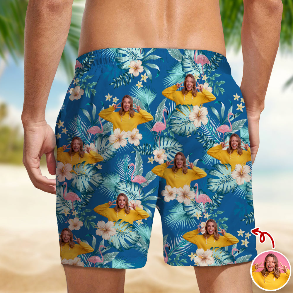 Personalized Photo Beach Shorts Custom Vacation Gift for Dad HN590 - Beach-Shorts GradoCreations