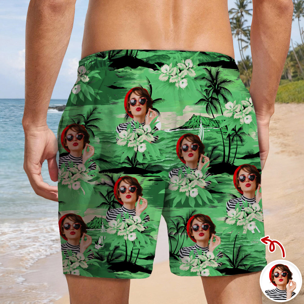 Personalized Tropical Photo Beach Shorts Custom Summer Gift HN590 - Beach-Shorts GradoCreations