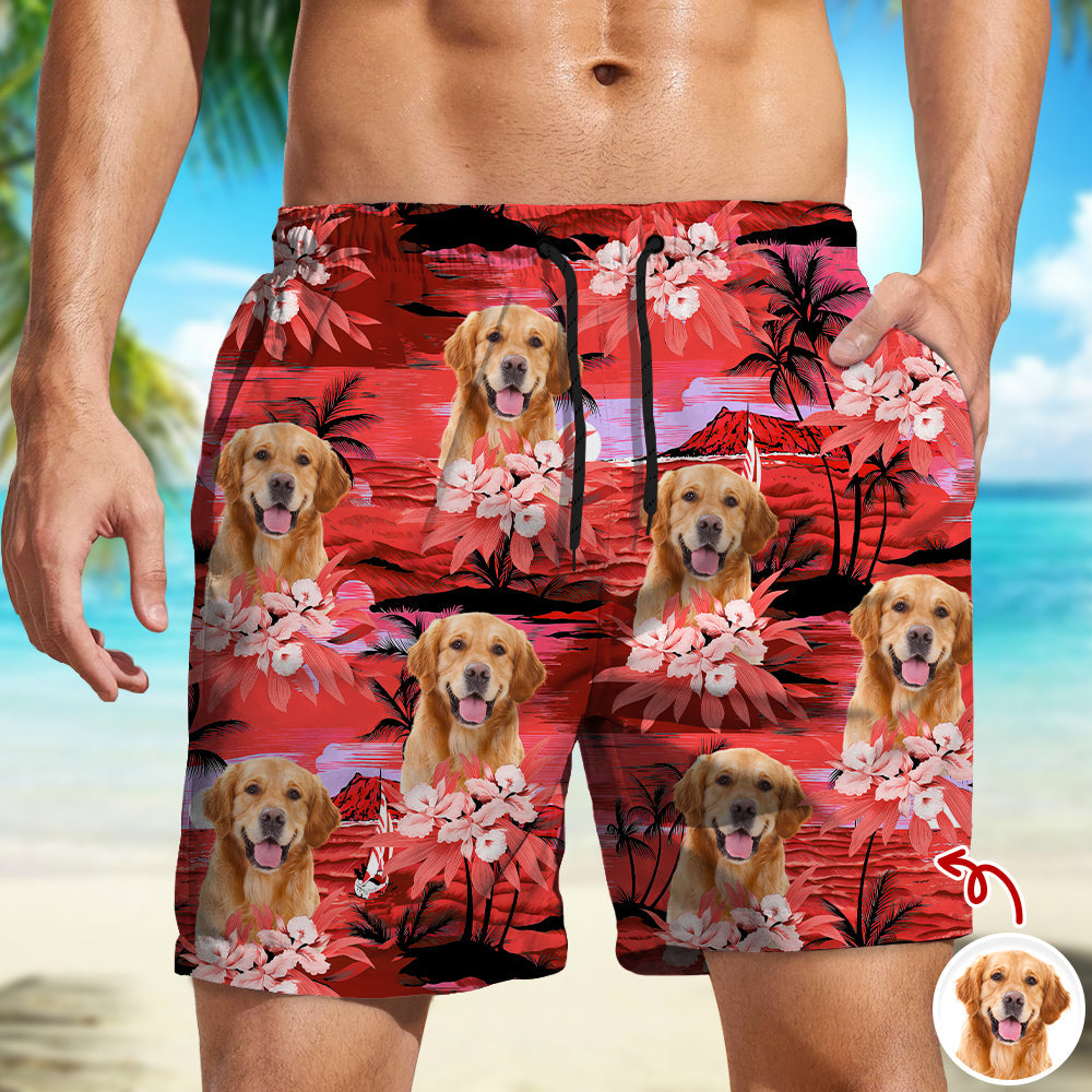 Personalized Dog Photo Tropical Beach Shorts Custom Gift for Dog Dad/Dog Mom HN590 - Beach-Shorts GradoCreations