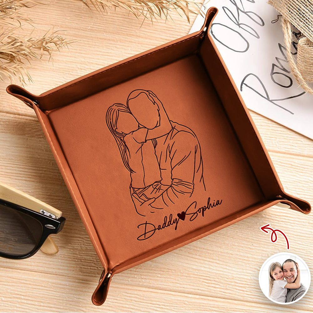 Personalized Leather Valet Tray Custom Photo Gift for Dad HN590 - Leather Valet Tray FIX GradoCreations