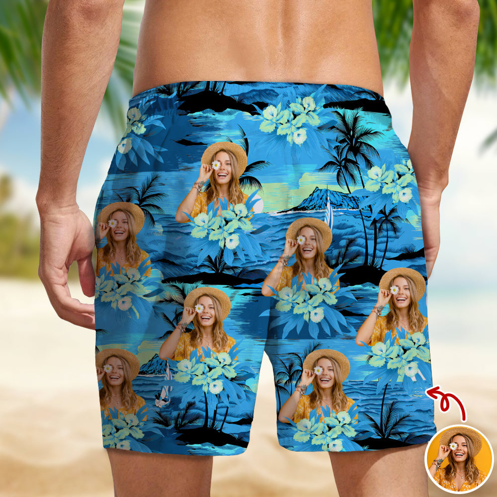 Personalized Tropical Photo Beach Shorts Custom Summer Gift HN590 - Beach-Shorts GradoCreations