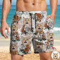 Personalized Cat Photo Floral Aloha Beach Shorts Gift for Cat Lovers HN590 - Beach-Shorts GradoCreations