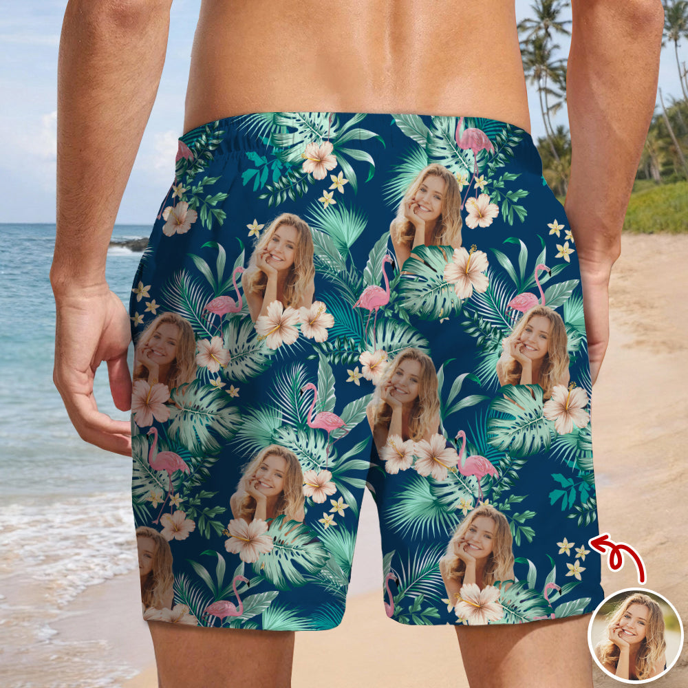 Personalized Photo Beach Shorts Custom Vacation Gift for Dad HN590 - Beach-Shorts GradoCreations