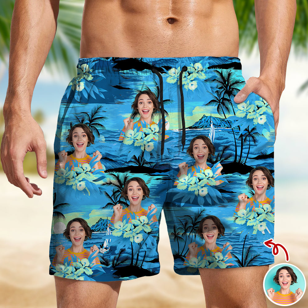 Personalized Tropical Photo Beach Shorts Custom Summer Gift HN590 - Beach-Shorts GradoCreations