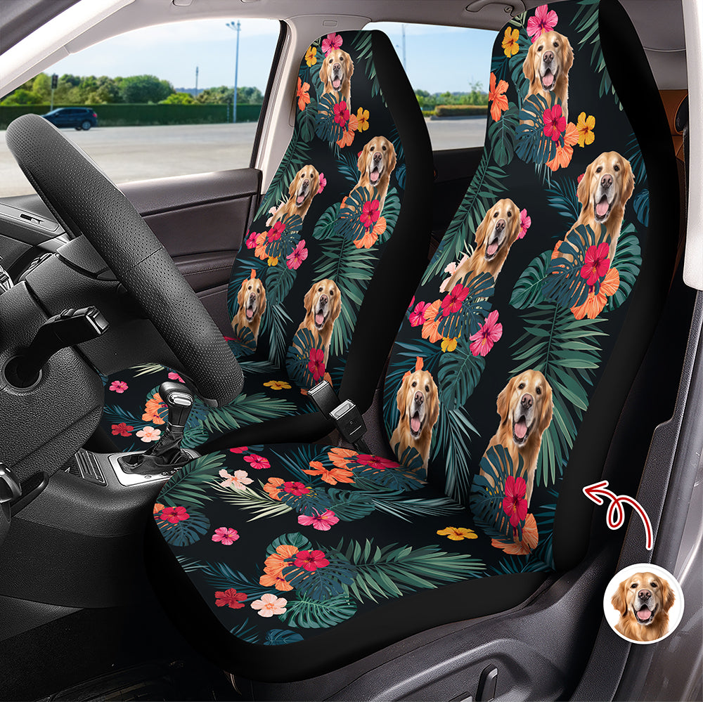 Personalized Dog Photo Car Seat Cover Custom Gift for Dog Dad HN590 - Car Seat Cover GradoCreations