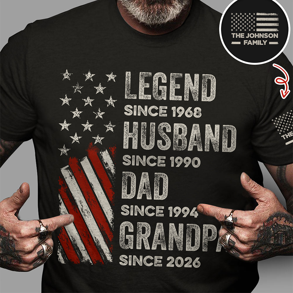 Personalized Family Name Dark Shirt Gift for Dad Husband Short Sleeve Print Shirt GradoCreations