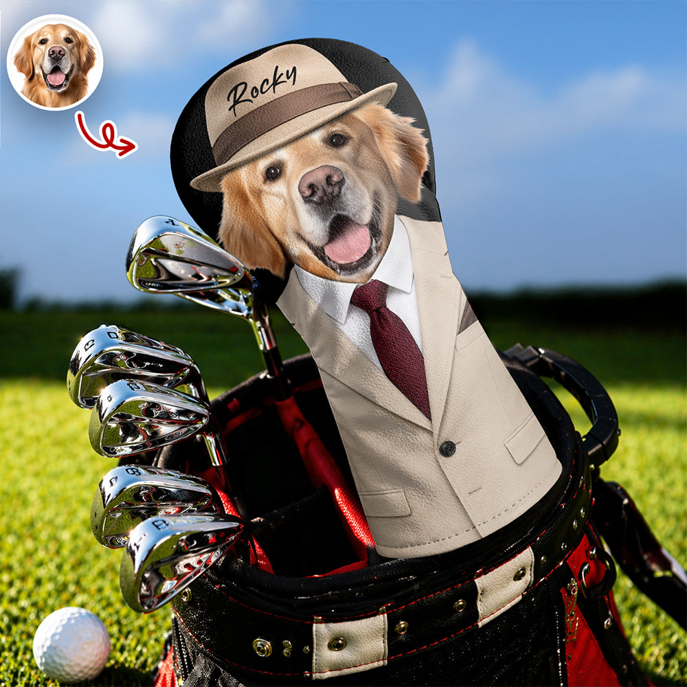 Personalized Dog Photo Golf Head Cover Custom Gift for Dog Dad HN590 - Golf Head Cover GradoCreations
