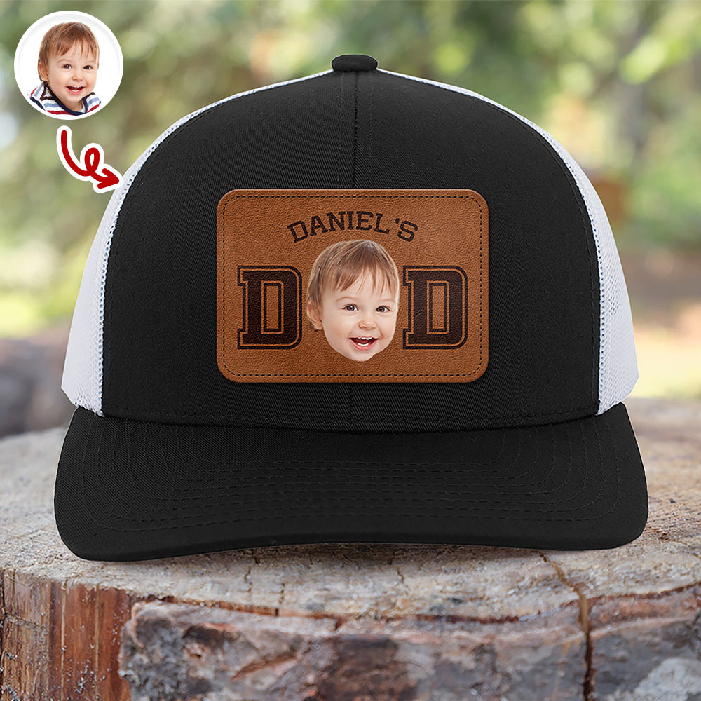 Personalized Leather Patch Dad Hat Custom Photo Gift for Father's Day HN590 - Leather Patch Hat GradoCreations