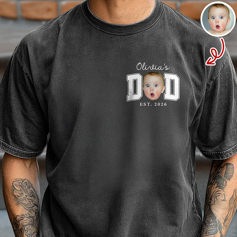 Personalized Baby Photo Comfort Shirt Custom Name Gift for Dad Comfort Shirt GradoCreations