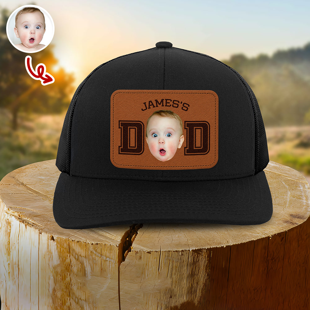 Personalized Leather Patch Dad Hat Custom Photo Gift for Father's Day HN590 - Leather Patch Hat GradoCreations