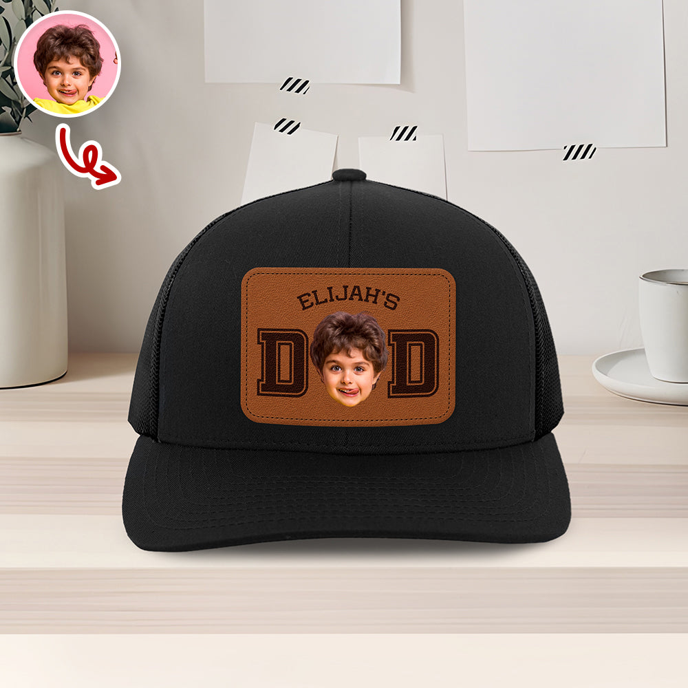 Personalized Leather Patch Dad Hat Custom Photo Gift for Father's Day HN590 - Leather Patch Hat GradoCreations