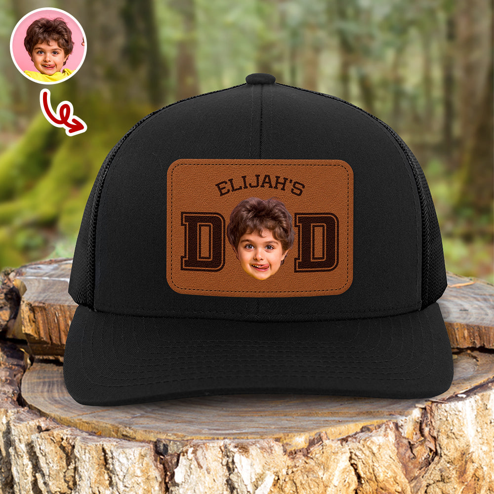 Personalized Leather Patch Dad Hat Custom Photo Gift for Father's Day HN590 - Leather Patch Hat GradoCreations
