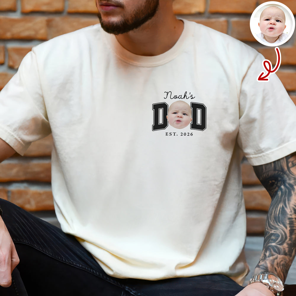 Personalized Baby Photo Comfort Shirt Custom Name Gift for Dad Comfort Shirt GradoCreations