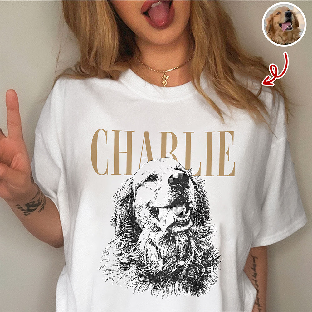 Custom Pet Face Comfort Shirt Vintage Style Gift for Dog Dad Comfort Shirt FIX GradoCreations
