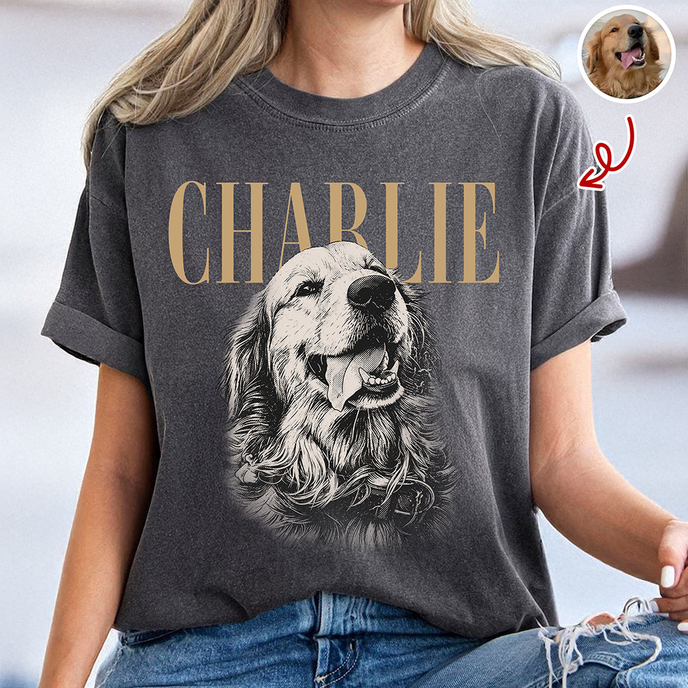 Custom Pet Face Comfort Shirt Vintage Style Gift for Dog Dad Comfort Shirt FIX GradoCreations