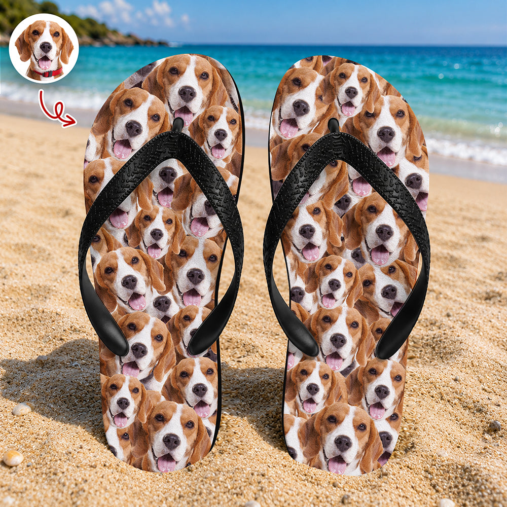 Custom Full Face Flip Flops Personalized Pet Photo Gift Flip Flop GradoCreations