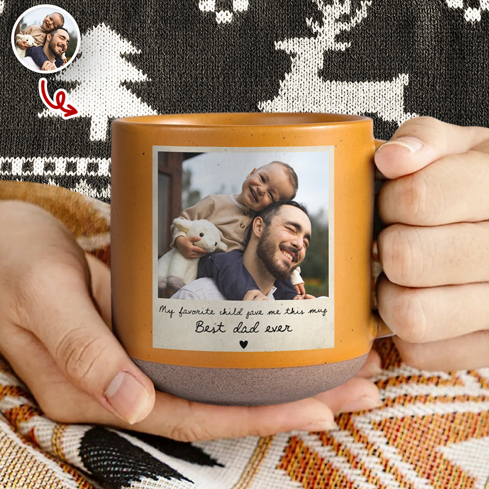Personalized Pottery Mug Custom Photo Gift for Dad HN590 - Pottery Mug GradoCreations