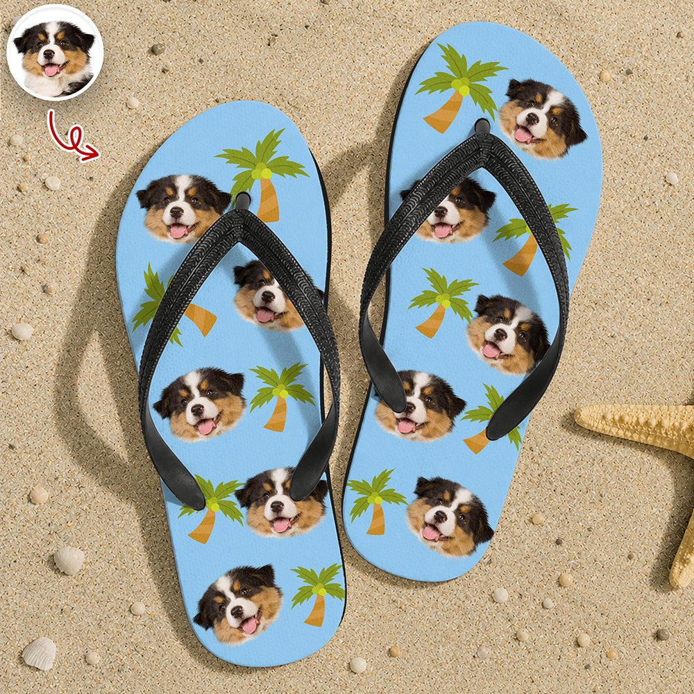 Personalized Dog Photo Summer Flip Flops Custom Gift for Dog Lovers Flip Flop GradoCreations