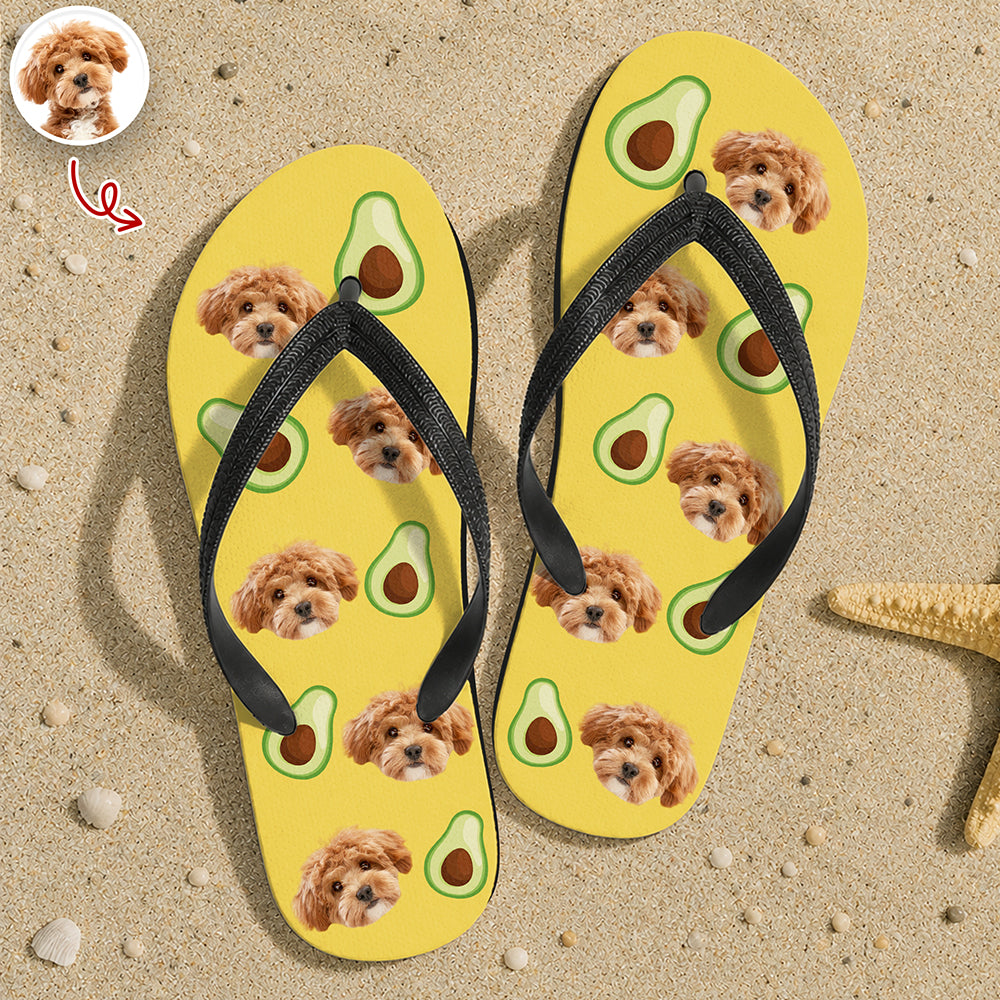 Personalized Dog Photo Summer Flip Flops Custom Gift for Dog Lovers Flip Flop GradoCreations