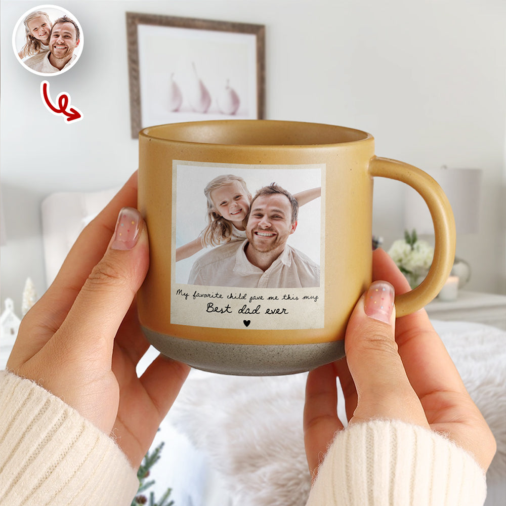 Personalized Pottery Mug Custom Photo Gift for Dad HN590 - Pottery Mug GradoCreations