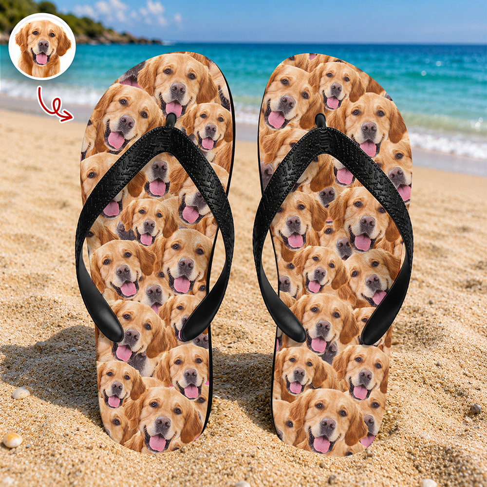 Custom Full Face Flip Flops Personalized Pet Photo Gift Flip Flop GradoCreations