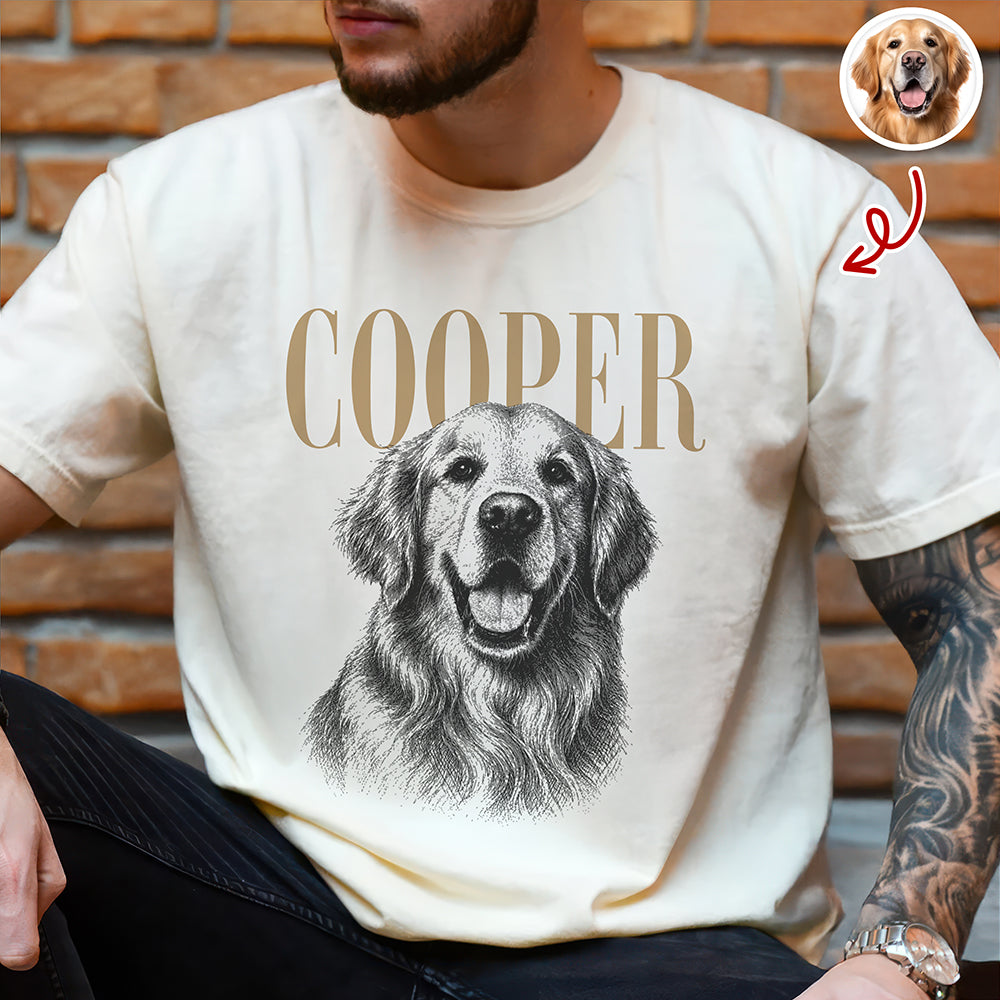 Custom Pet Face Comfort Shirt Vintage Style Gift for Dog Dad Comfort Shirt FIX GradoCreations