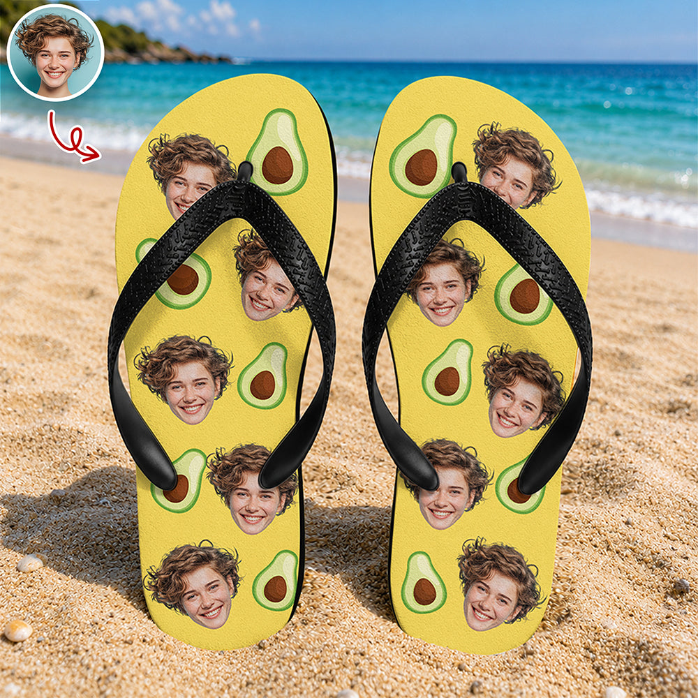 Personalized Custom Photo Tropical Flip Flops Beach Gift Flip Flop GradoCreations